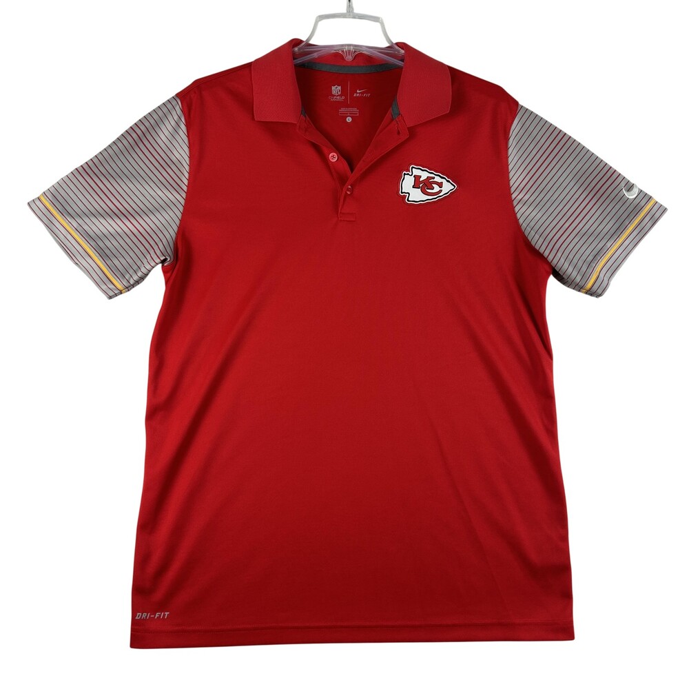 Kansas City Chiefs Shirt Mens Large Red NFL Football Nike Dri Fit Polo On Field